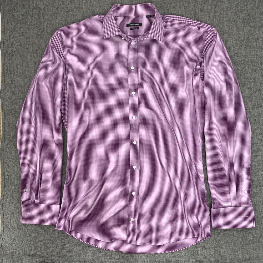 Indochino Men's Button Down Shirt Gingham Collared Long Sleeve 100%‎ Cotton